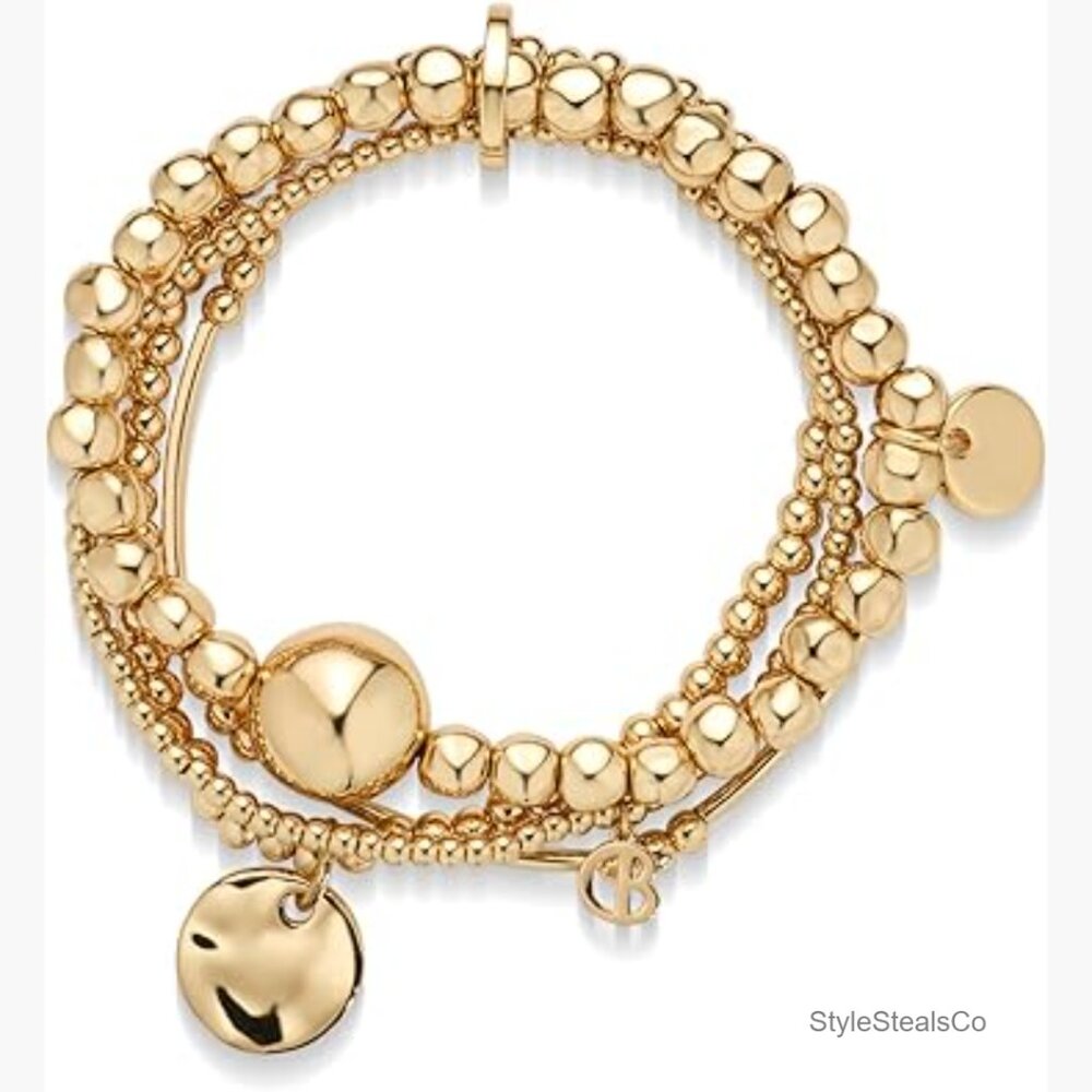 4 Layer Stretch Bracelet Stack With Disc & Ball C… - image 1